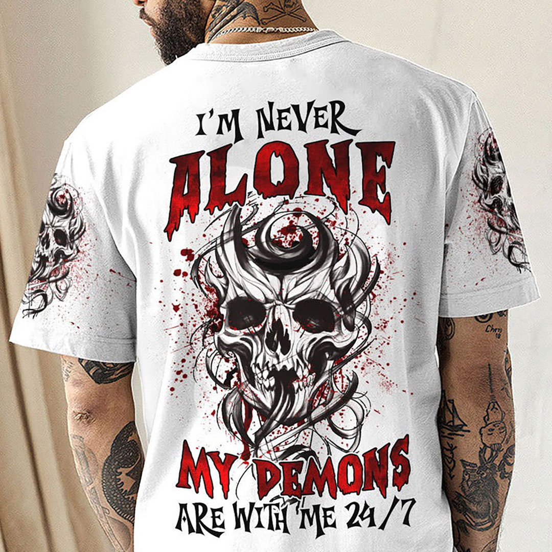 Im Never Alone Skull Reaper Print Men's T-Shirt
