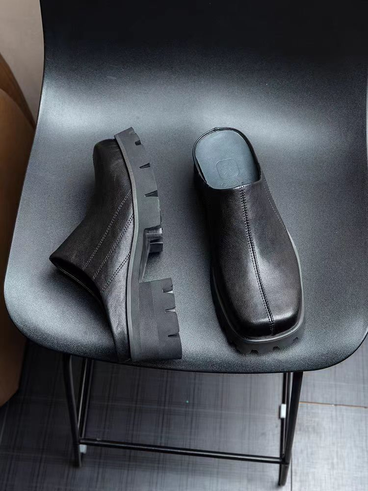 British men's leather slippers