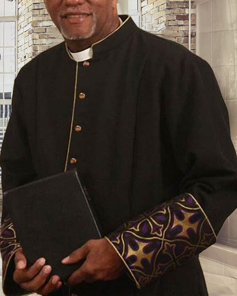 Men's casual color contrast print long-sleeved jacket