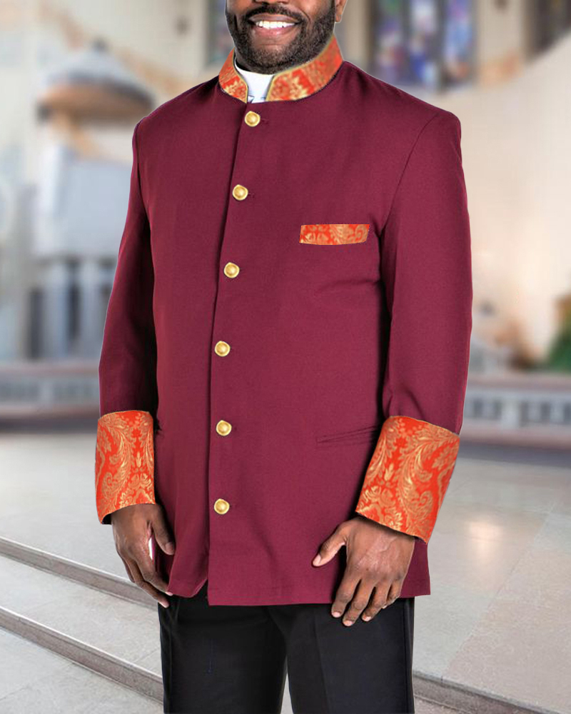 Men's Casual Contrast Color Printed Jacket