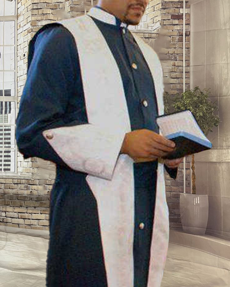 Men's casual color contrast print long-sleeved jacket