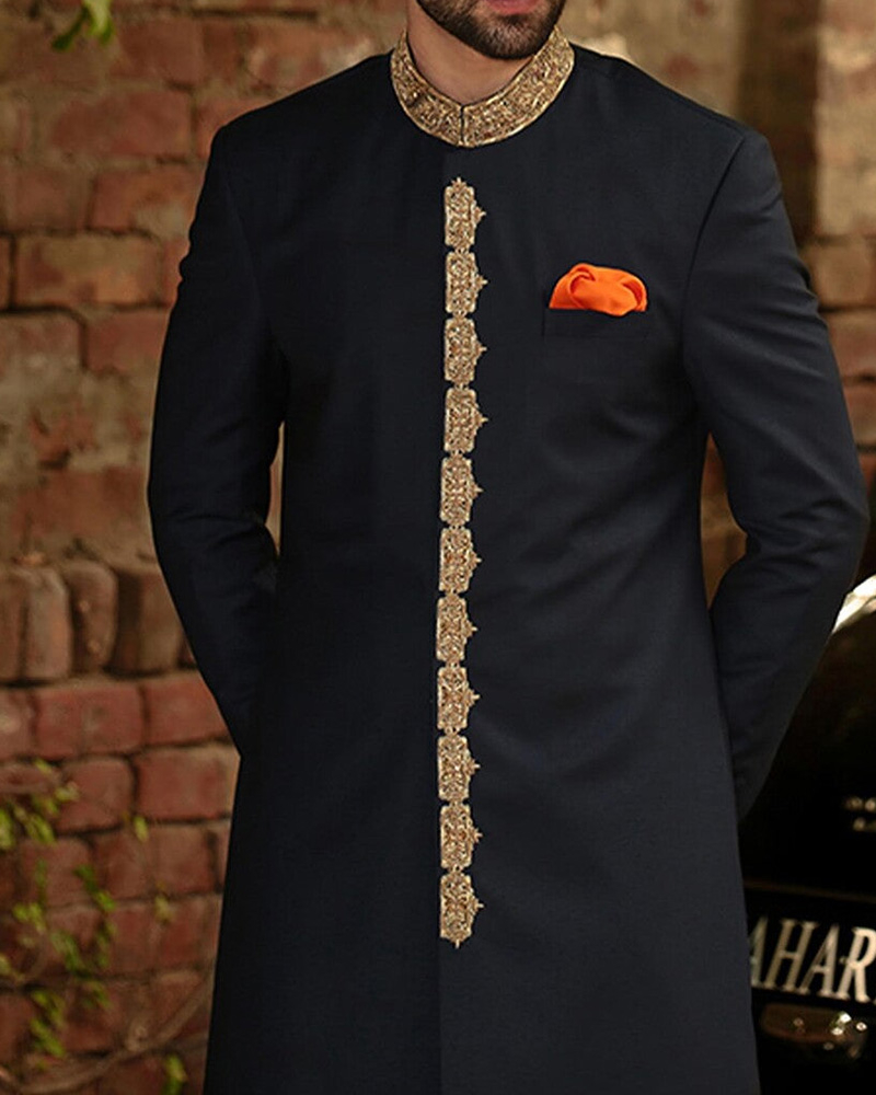 Men's casual color contrast print long-sleeved jacket