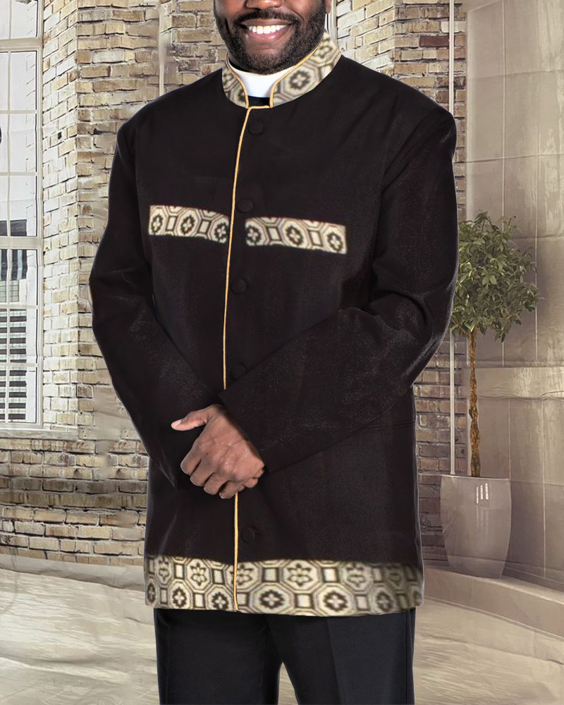 Men's casual color contrast print long-sleeved jacket