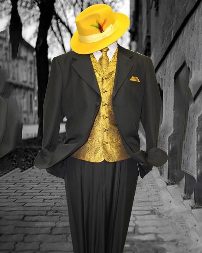 Men's casual color contrast design print all-match suit