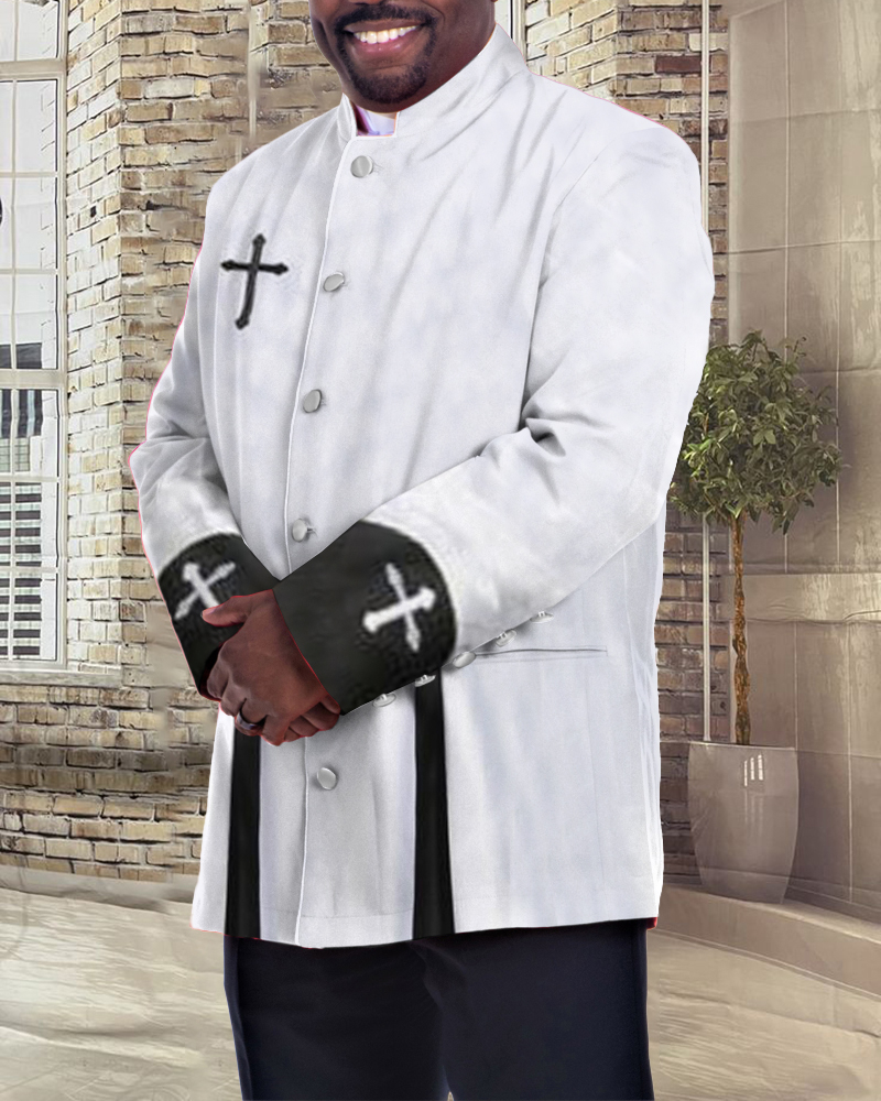 Men's Casual Contrast Color Printed Jacket