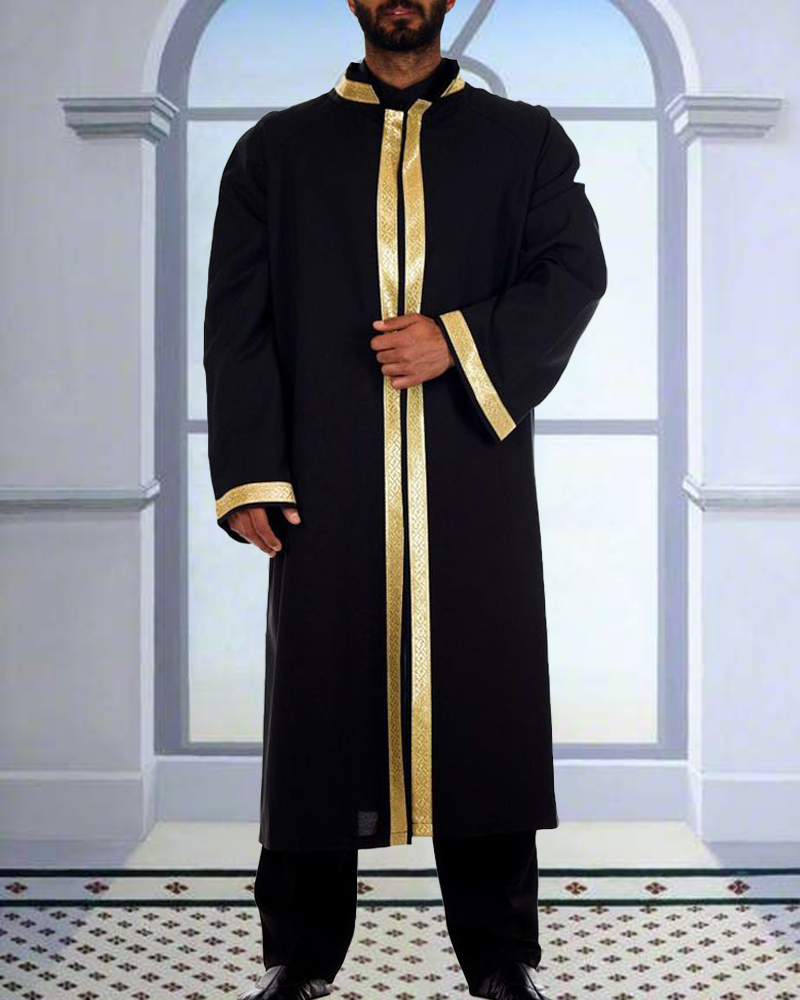 Men's casual color contrast print long-sleeved jacket