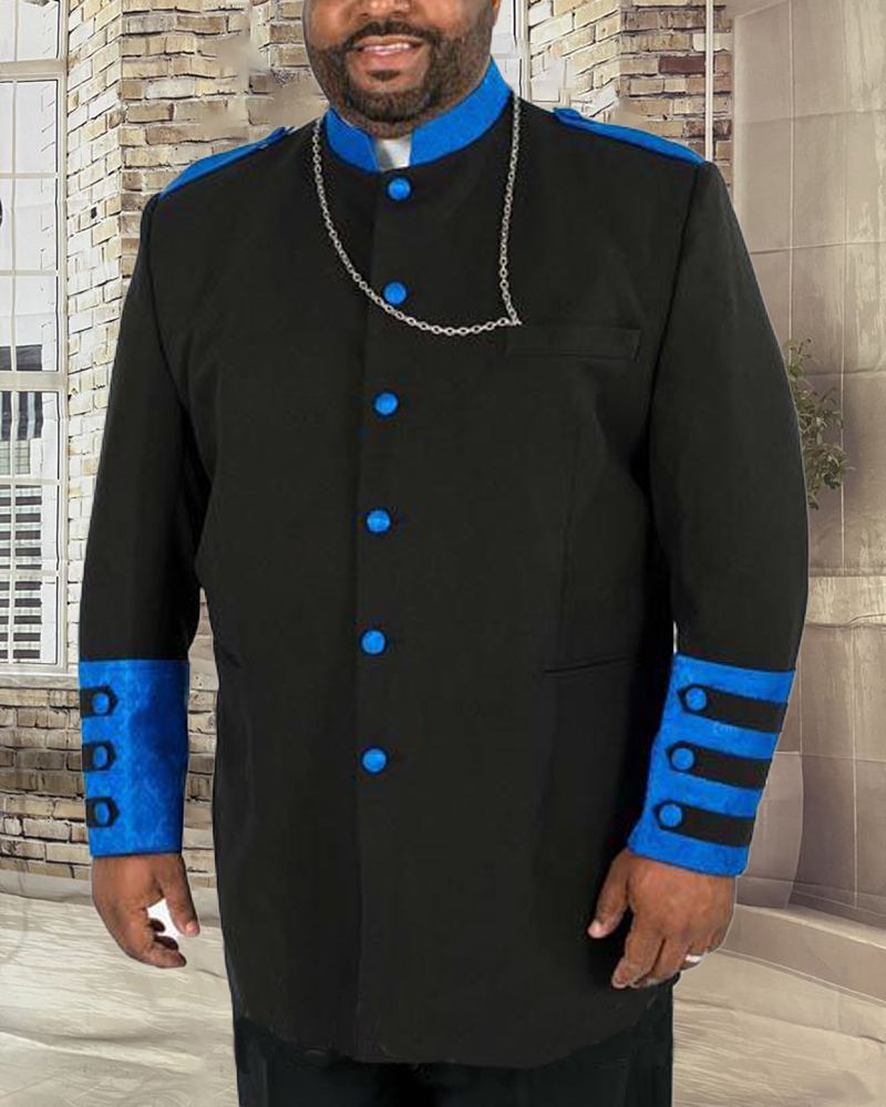 Men's Casual Contrast Color Printed Jacket