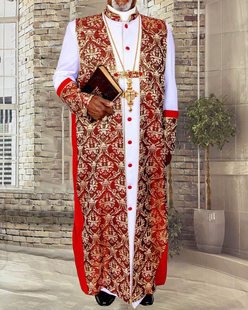 Men's casual color contrast print long-sleeved jacket