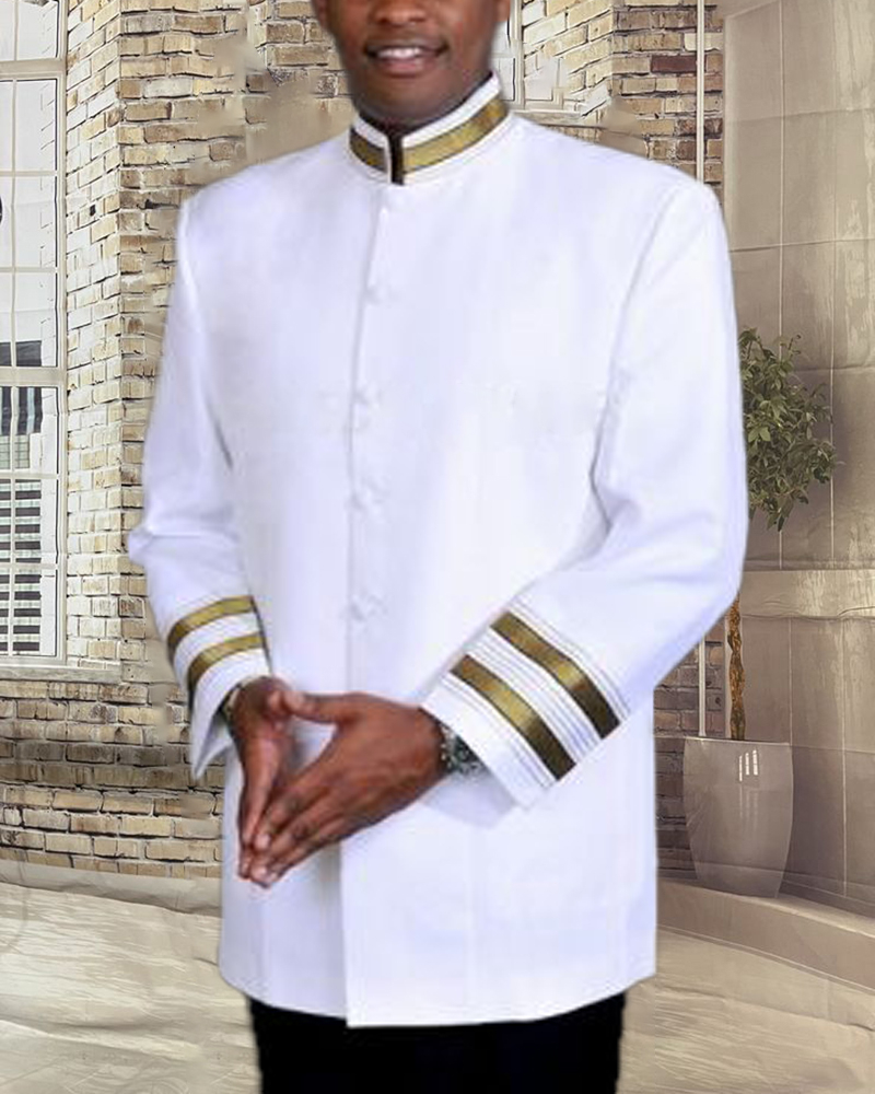 Men's Casual Contrast Color Printed Jacket