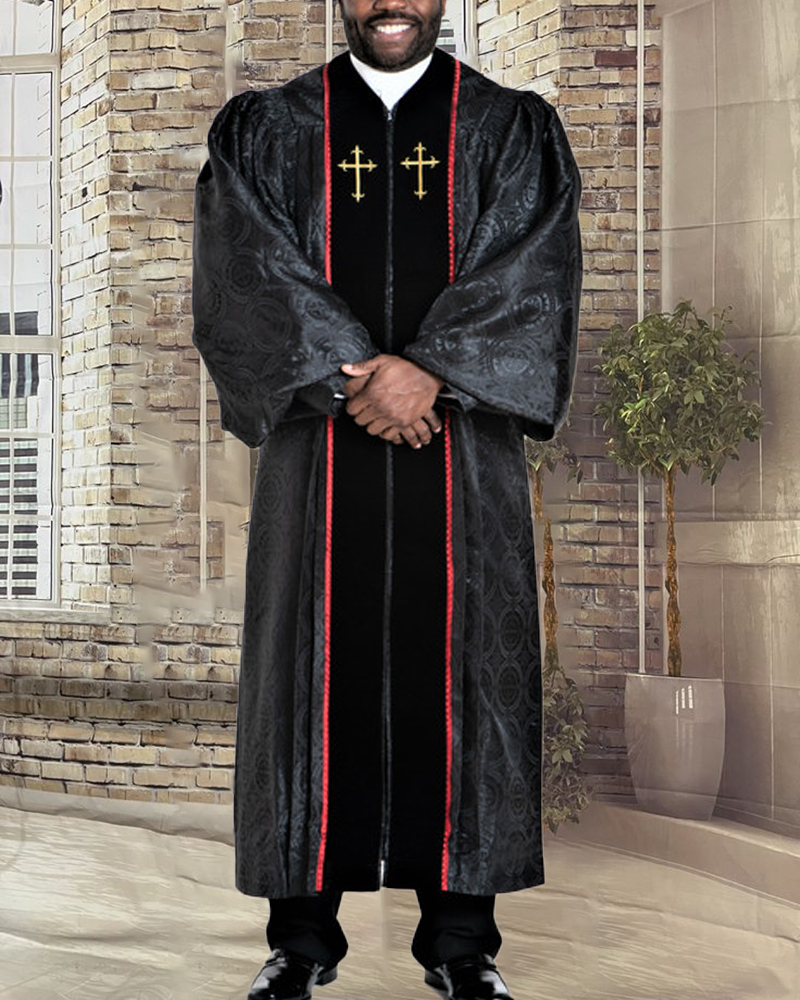 Men's casual color contrast print long-sleeved jacket