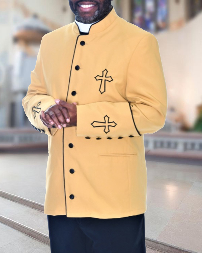 Men's Casual Contrast Color Printed Jacket