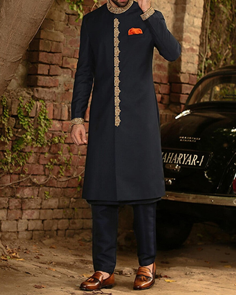 Men's casual color contrast print long-sleeved jacket