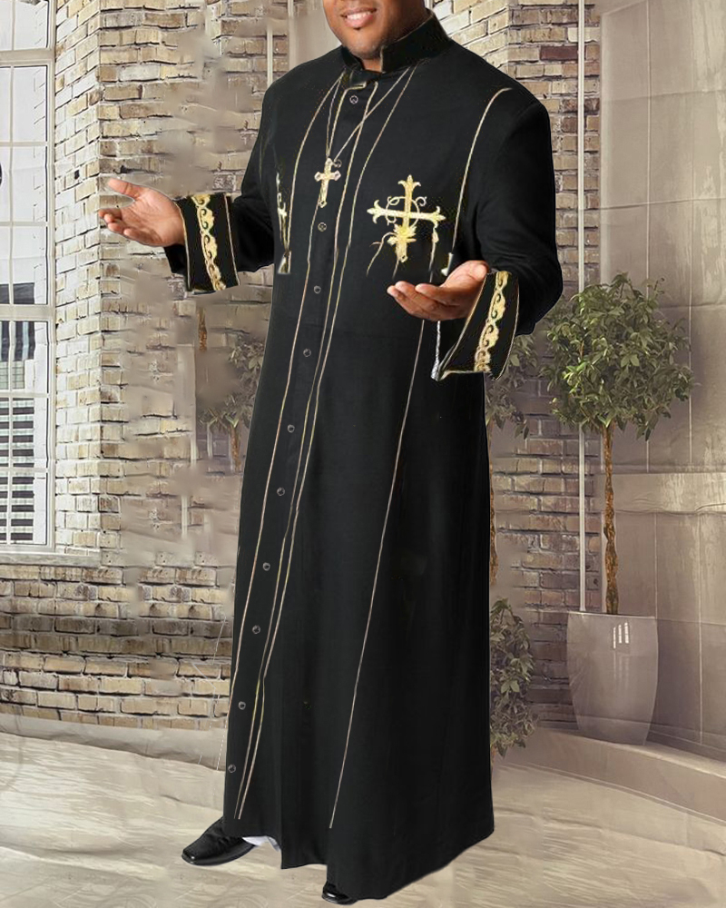 Men's casual color contrast print long-sleeved jacket