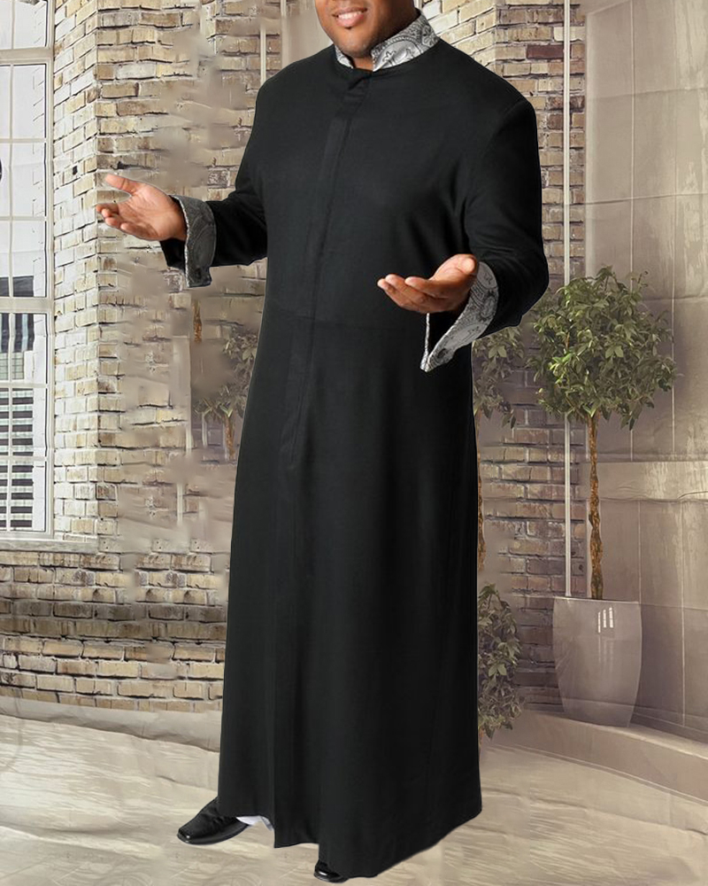 Men's casual color contrast print long-sleeved jacket