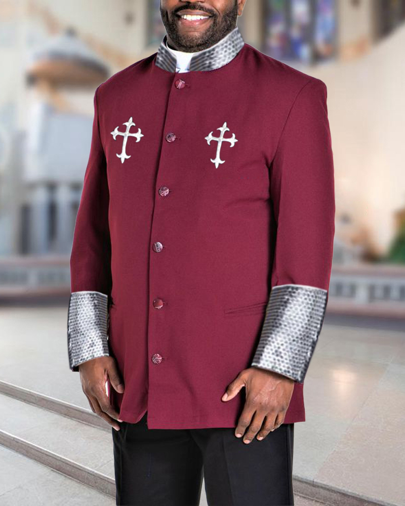 Men's Casual Contrast Color Printed Jacket