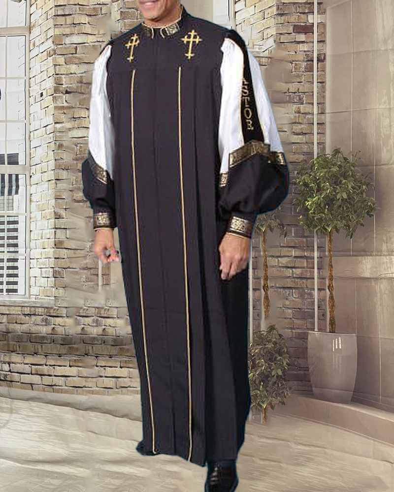 Men's casual color contrast print long-sleeved jacket