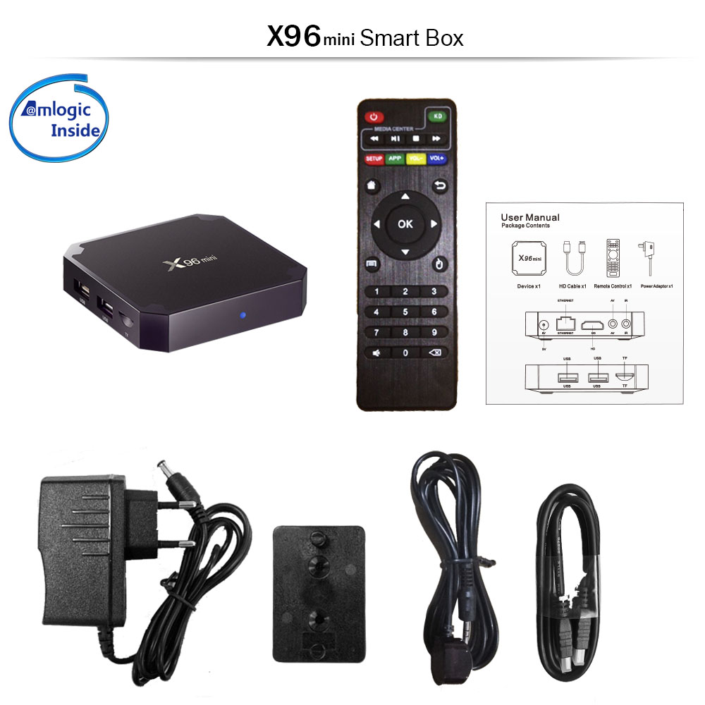 New X96 Mini Android IPTV Box S905W Set Top Box 1+8G Built in Wifi with 1 Year IPTV