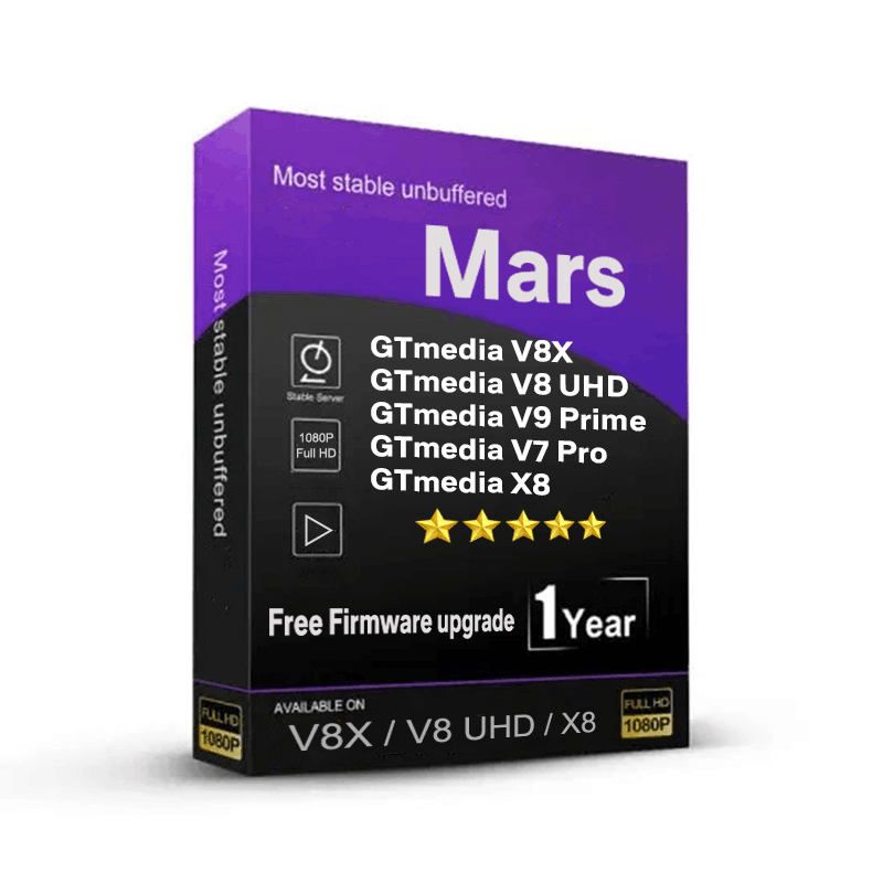 1 year Europe Mars For GT Media V8X/X8/V8UHD/V9 prime 100% stable