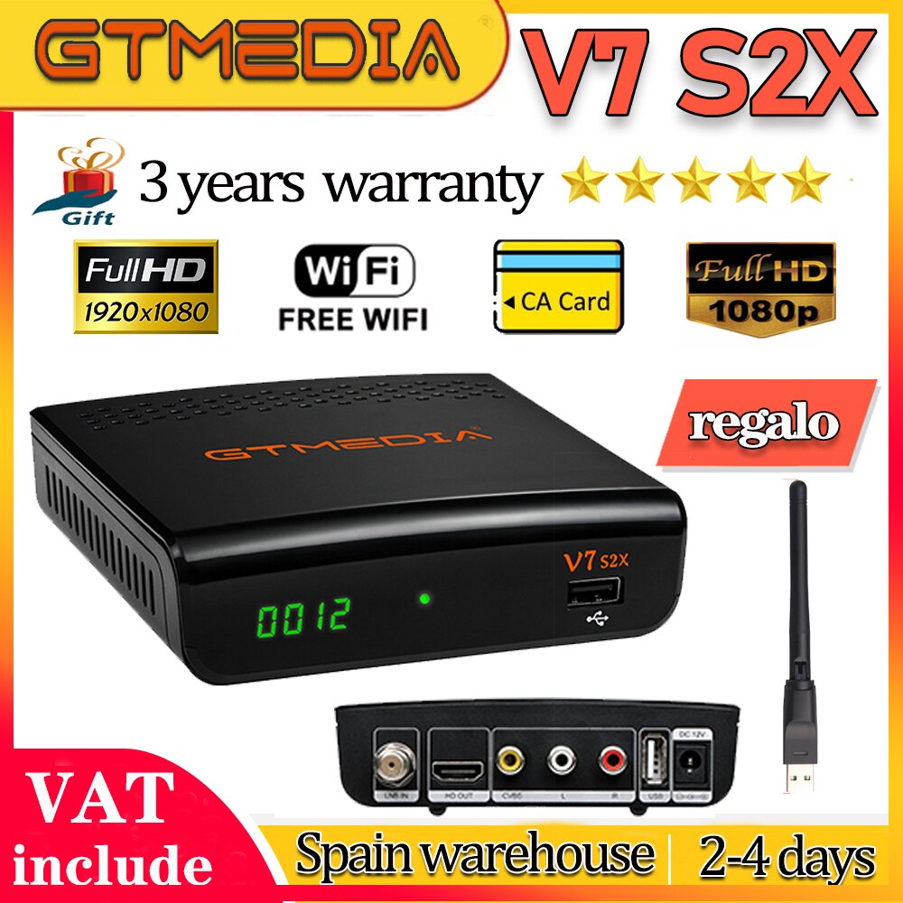 Hot Sale GTmedia V7 S2X DVB-S2 Satellite TV Receiver USB Wifi dongle 1080P Full HD Decoder upgrade by Gtmedia V7S HD