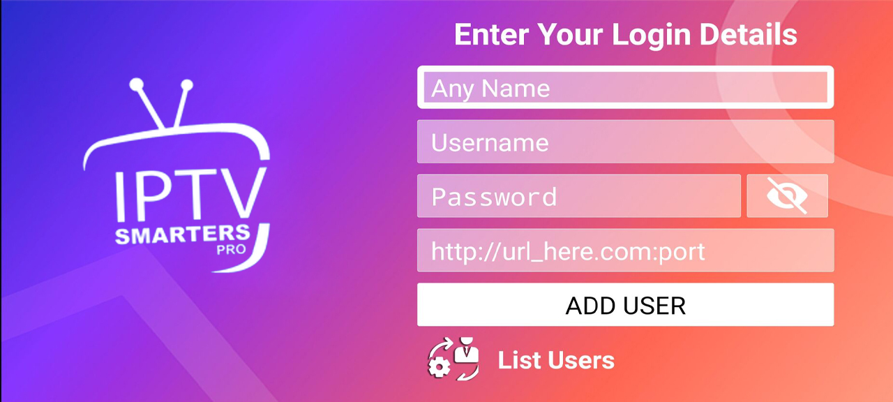How to setup the account with app “iptv smarter pro”?