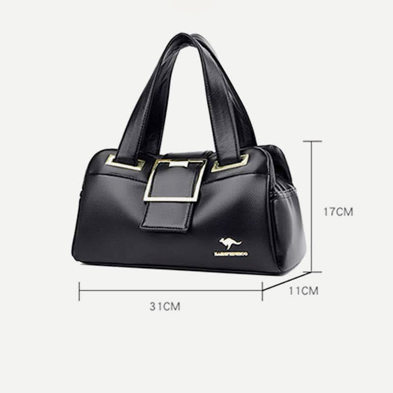 Triple Compartment Satchel Handbags Leather Shoulder Bag Top Handle