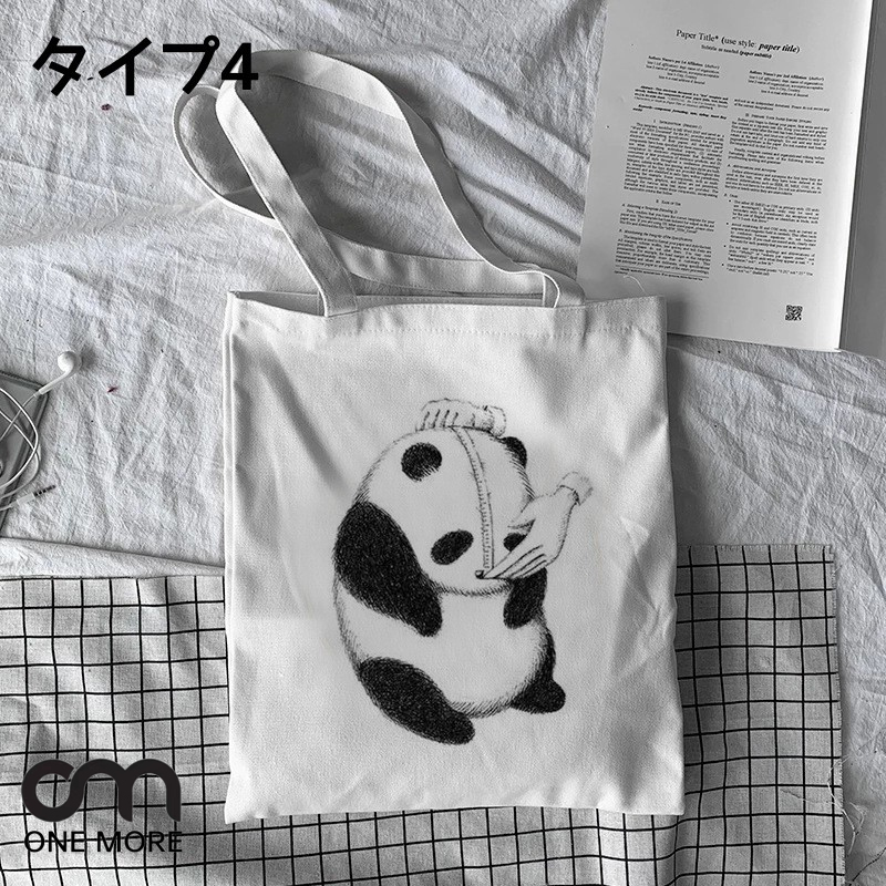パンダ　 ズック  帆布　トートバッグ　可愛い　シンプル　大容量　通勤
