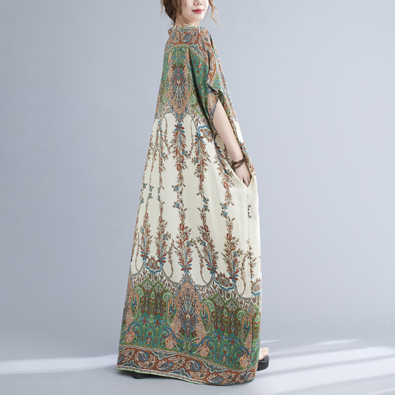 2023 オーバーサイズ　 Vネック花柄  おしゃれドレス