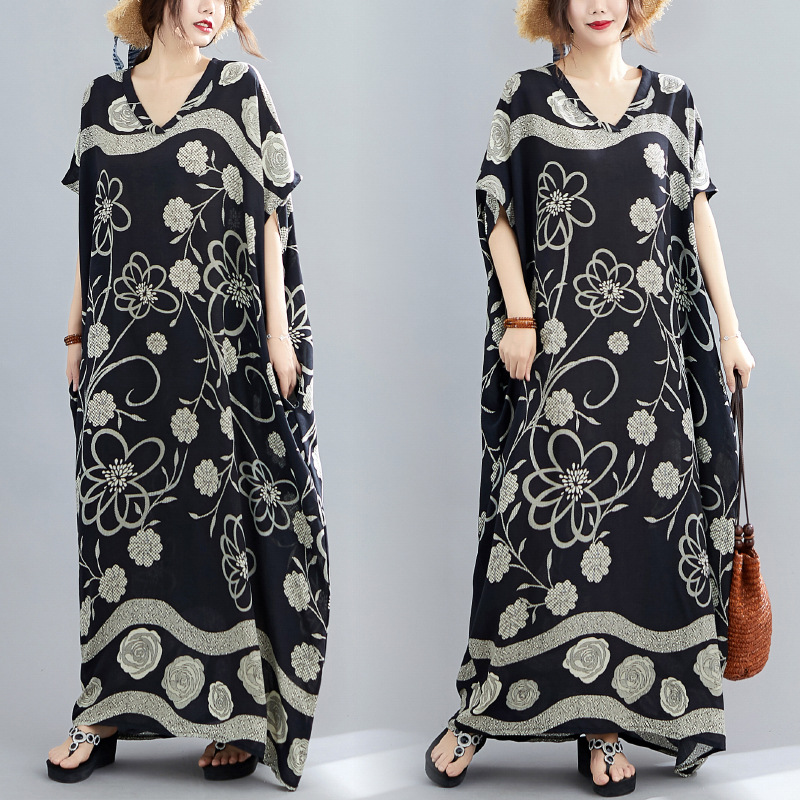 2023 夏　オーバーサイズ　ゆるい 花柄 ワンピース ドレス