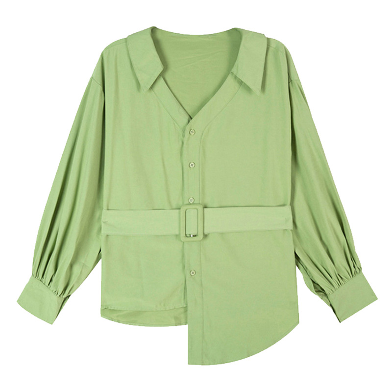 Waist shirt Women's long -sleeved spring and autumn new women's retro Hong Kong flavor design sense niche jacket light cooked shirt