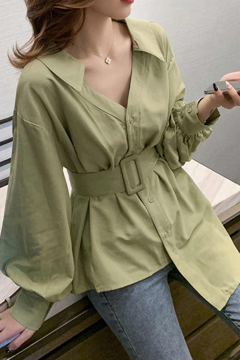 Waist shirt Women's long -sleeved spring and autumn new women's retro Hong Kong flavor design sense niche jacket light cooked shirt