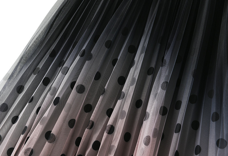 プリーツスカート　レディース　ダブルガーゼ　スカート　水玉　きれいめ