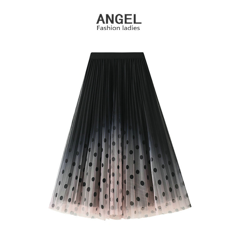 プリーツスカート レディース ダブルガーゼ スカート 水玉 きれいめ