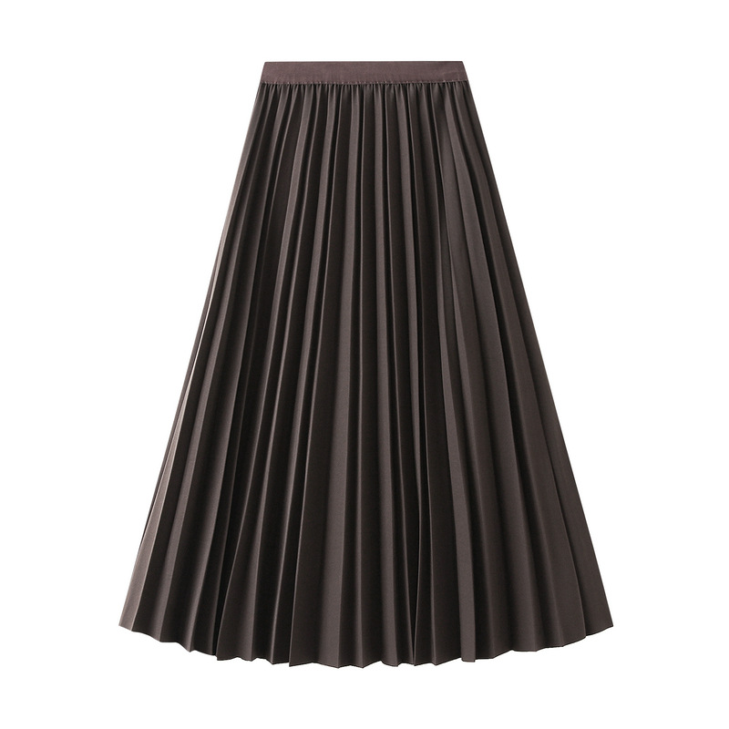 2023 ドレーププリーツスカート　レディース　ミッドレングスワイドつばハイウエストスカートスリムスカート