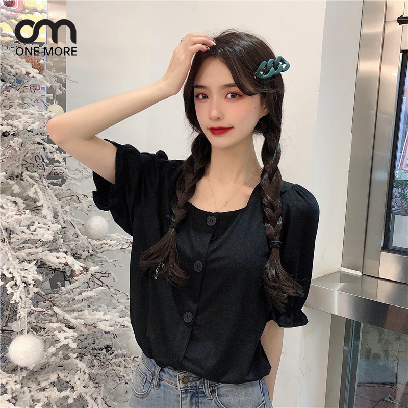 シャツ  シンプル   簡約 かわいい パフスリーブ  春服  着痩せ きれいめ おしゃれ