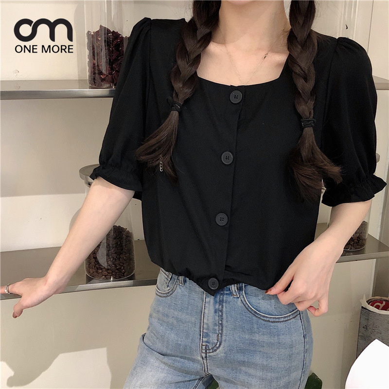 シャツ  シンプル   簡約 かわいい パフスリーブ  春服  着痩せ きれいめ おしゃれ