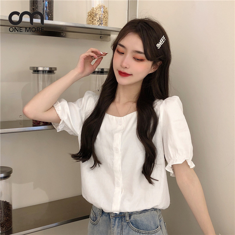 シャツ  シンプル   簡約 かわいい パフスリーブ  春服  着痩せ きれいめ おしゃれ