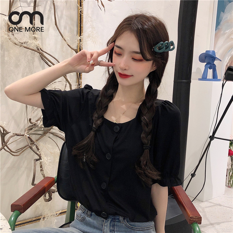 シャツ  シンプル   簡約 かわいい パフスリーブ  春服  着痩せ きれいめ おしゃれ