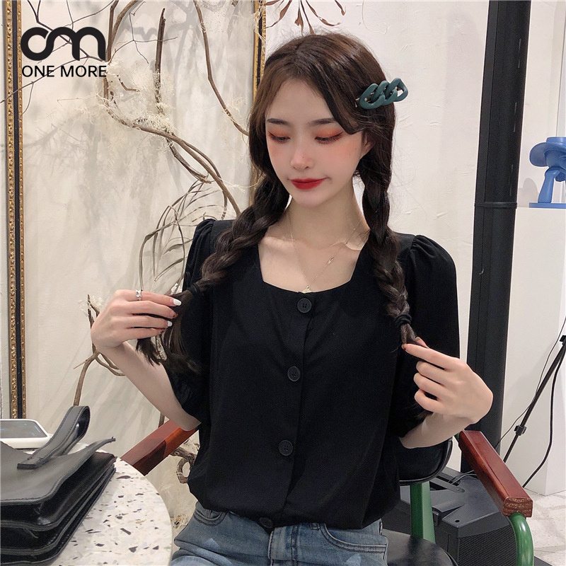 シャツ  シンプル   簡約 かわいい パフスリーブ  春服  着痩せ きれいめ おしゃれ