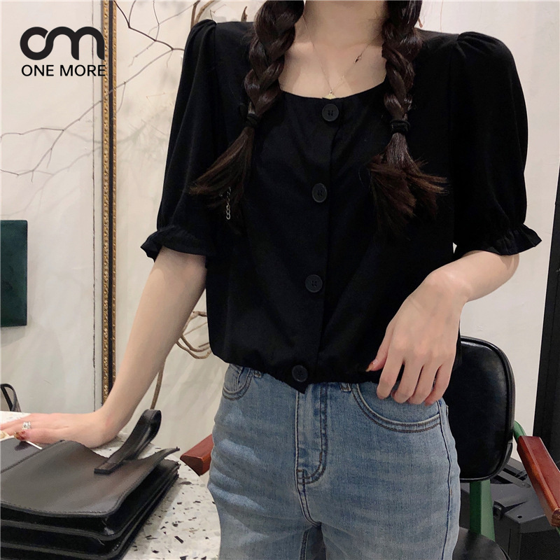 シャツ  シンプル   簡約 かわいい パフスリーブ  春服  着痩せ きれいめ おしゃれ