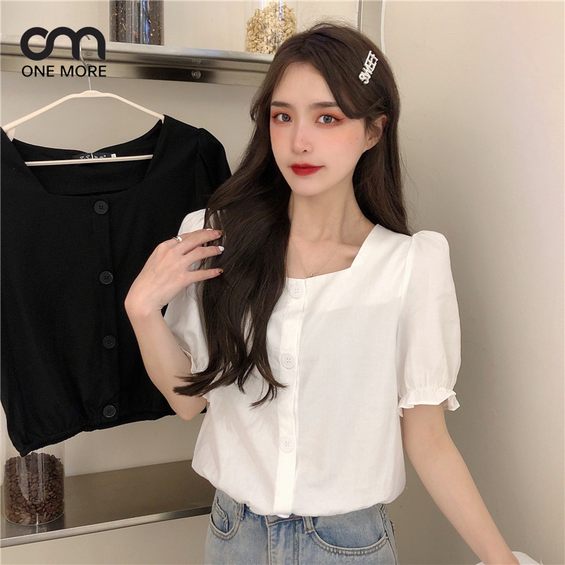 シャツ  シンプル   簡約 かわいい パフスリーブ  春服  着痩せ きれいめ おしゃれ