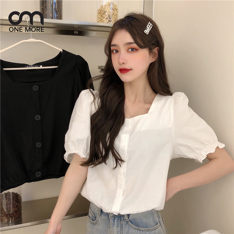 シャツ  シンプル   簡約 かわいい パフスリーブ  春服  着痩せ きれいめ おしゃれ