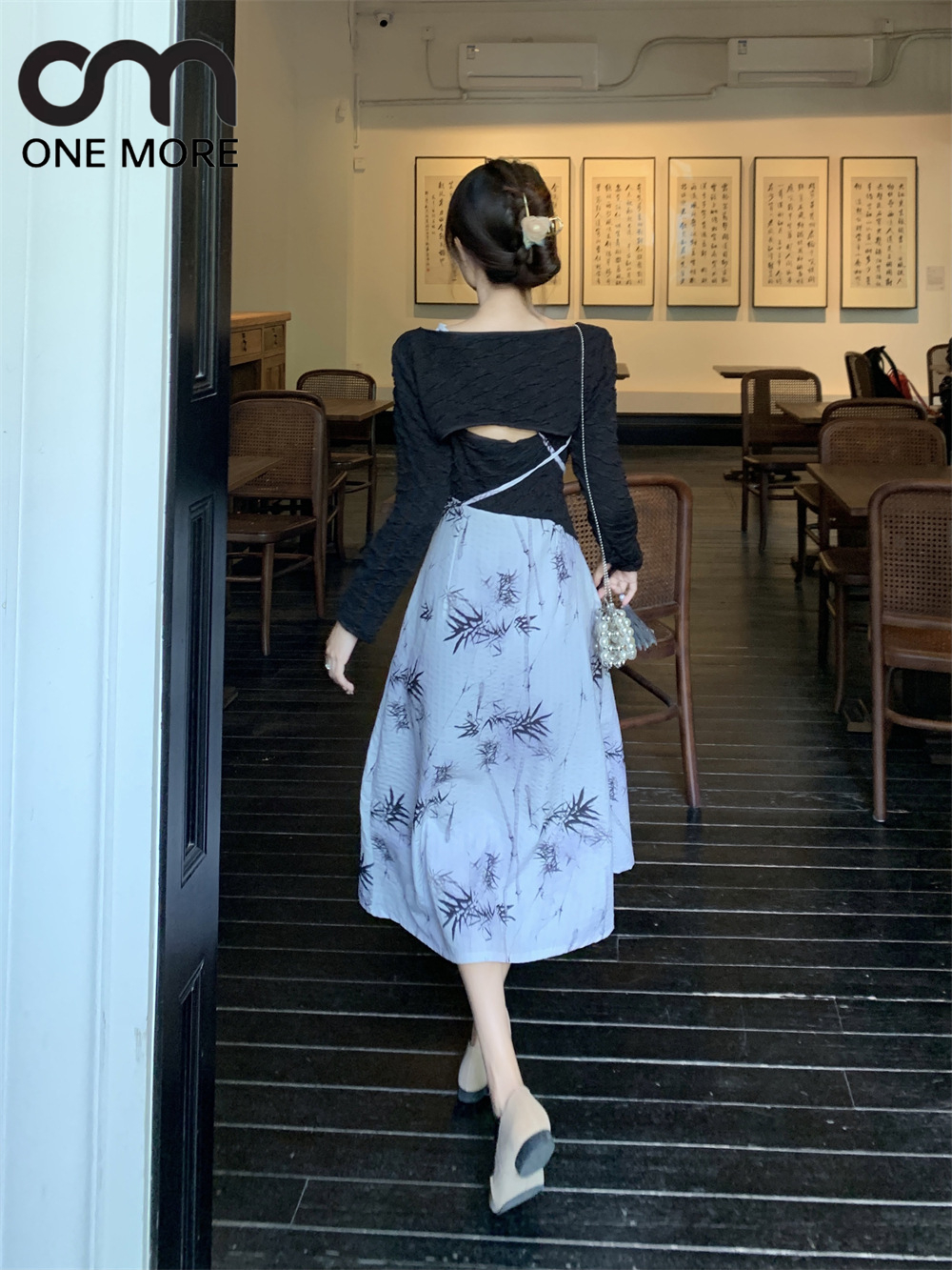 セット ワンピース+スモック レディース レトロ 上品 ファッション 女性  通勤