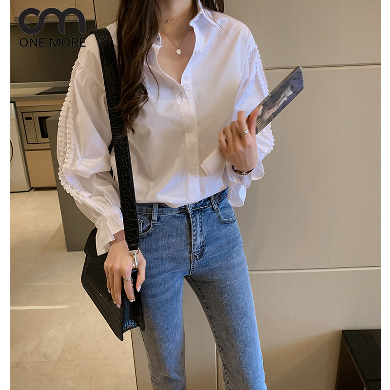 長袖  シャツ  2023 ファッション  白シャツ 女性 ブラウス ン