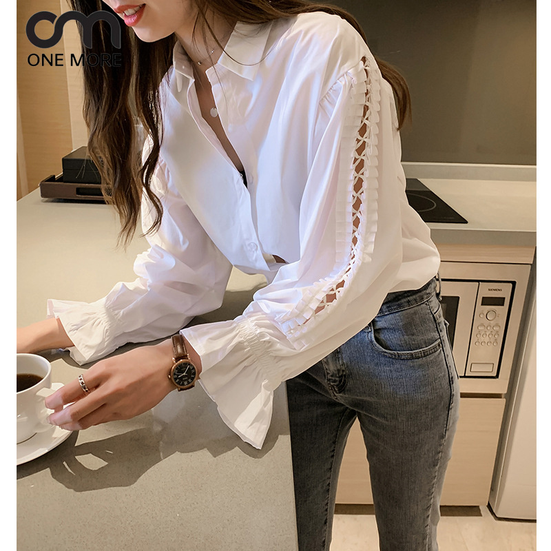 長袖  シャツ  2023 ファッション  白シャツ 女性 ブラウス ン