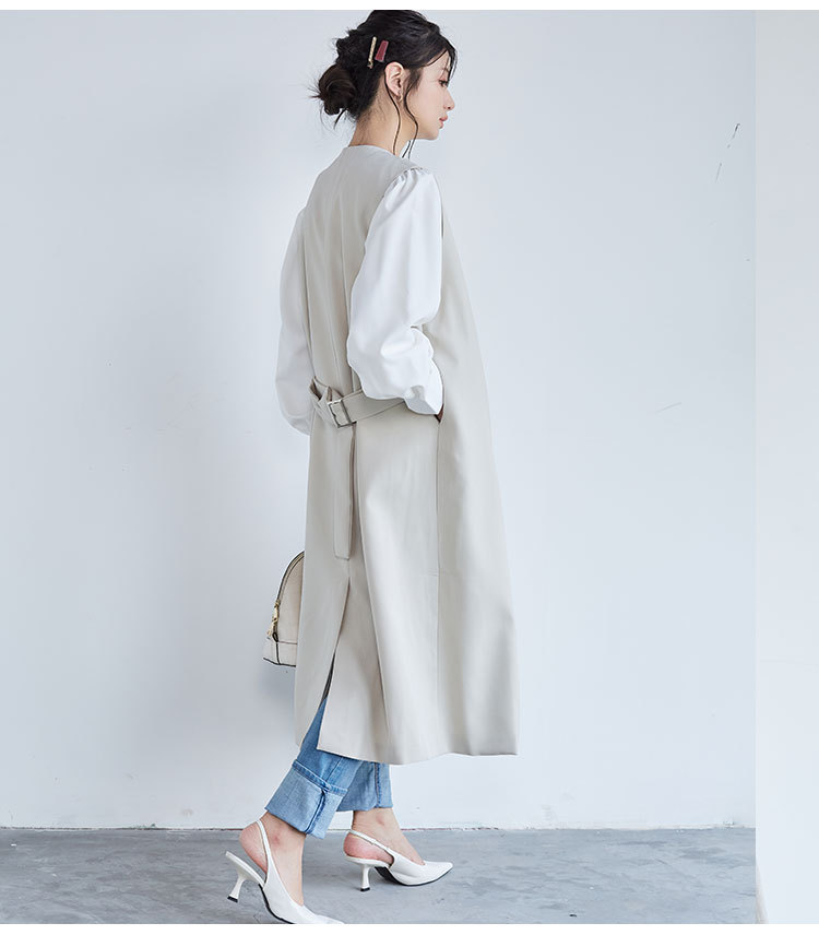 コート ポケット付き シンプル 2023新作 婦人服  スリム ロング丈