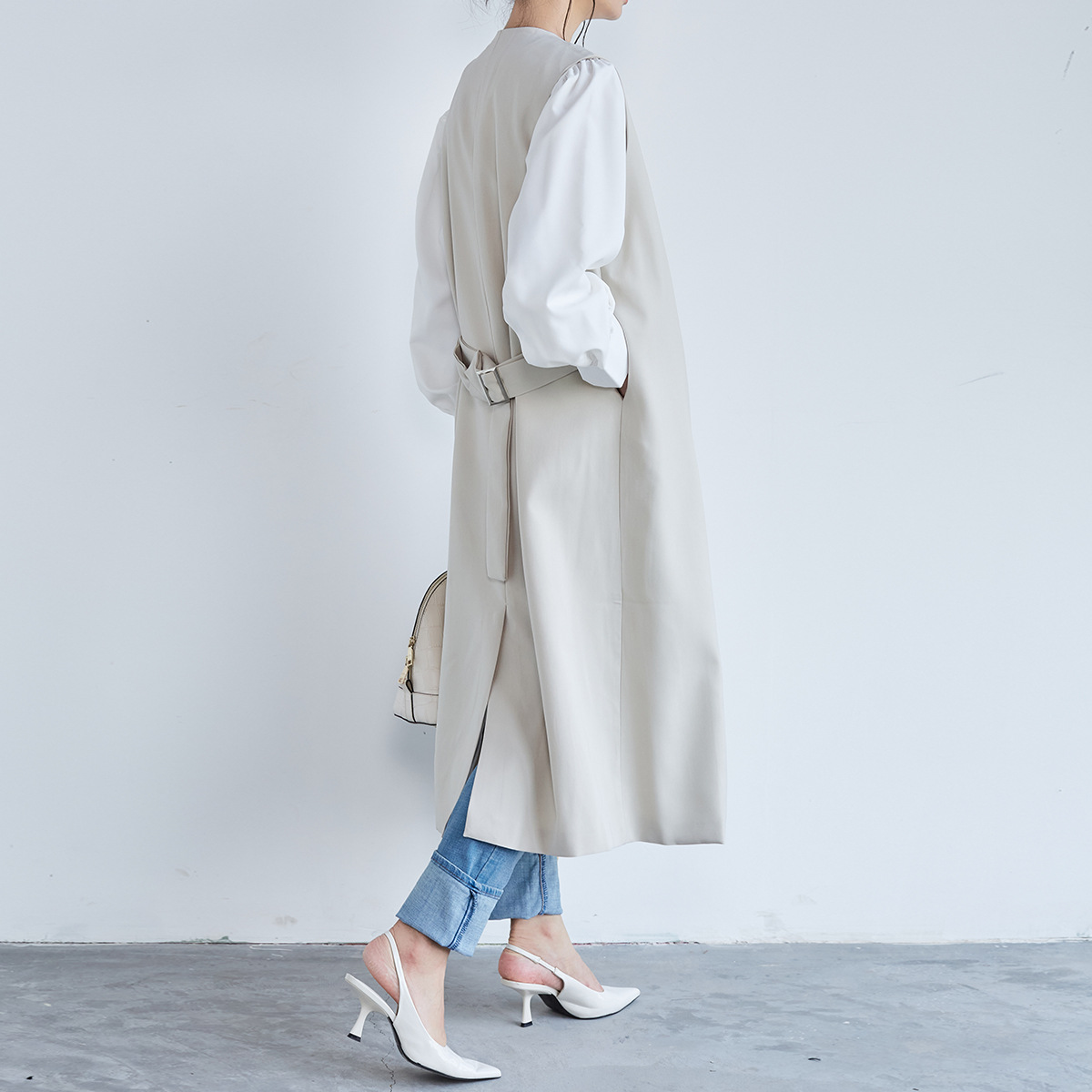 コート ポケット付き シンプル 2023新作 婦人服  スリム ロング丈