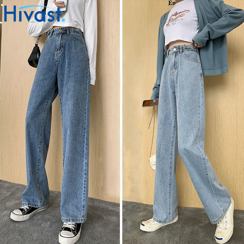 レッグパンツ 女性 ハイウエスト  ファッション ハート ストレート 2カラー ジーンズ 春