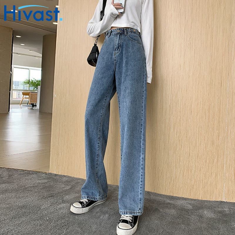 レッグパンツ 女性 ハイウエスト  ファッション ハート ストレート 2カラー ジーンズ 春