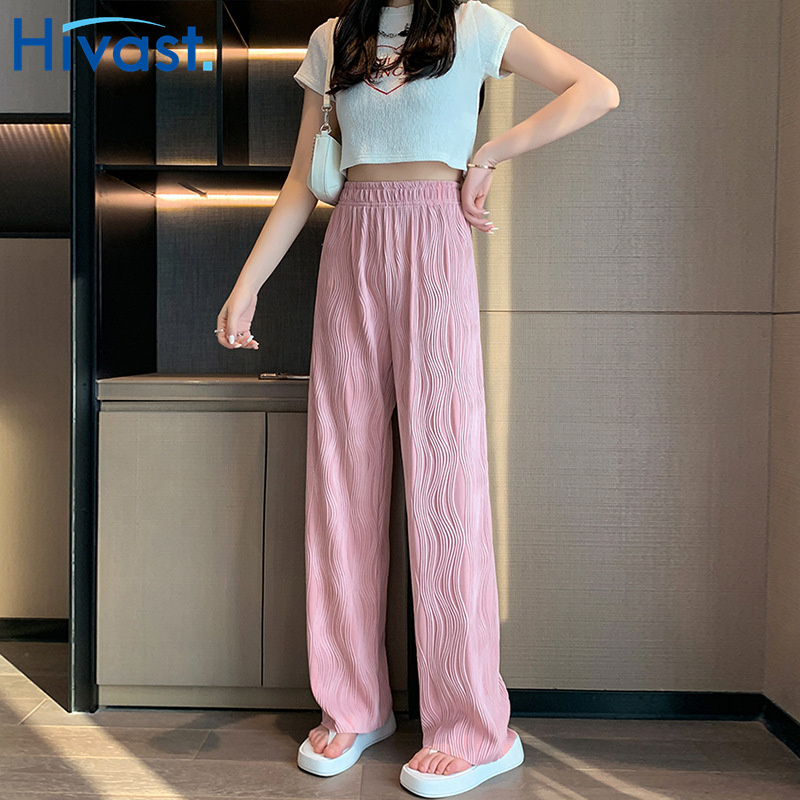 レッグパンツ 女性 ハイウエス カジュアル 春 フリル ワイドパンツ パンツ フォーマル