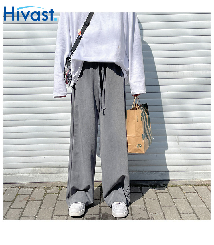 レッグパンツ 運動 ワイドパンツ ハイウエスト ストライプ ルーズ 2カラー